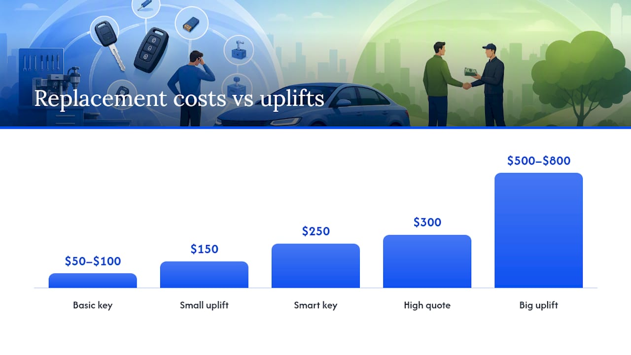 Two cost paths lowering a keyless car offer