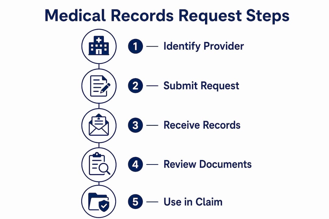 Infographic outlining medical records request steps