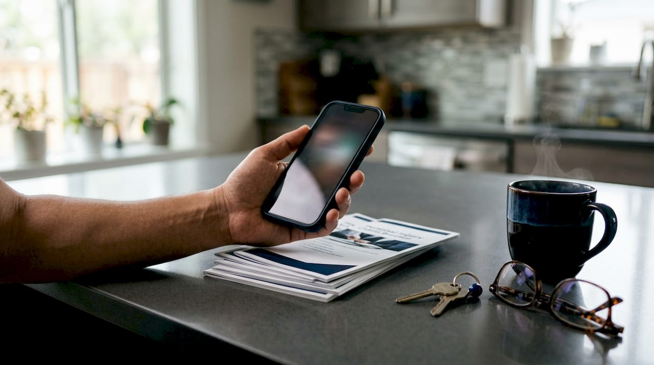 Flat lay of personal injury claim materials and accident aftermath