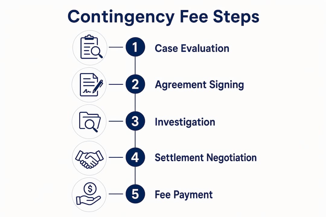 Infographic illustrating contingency fee process steps