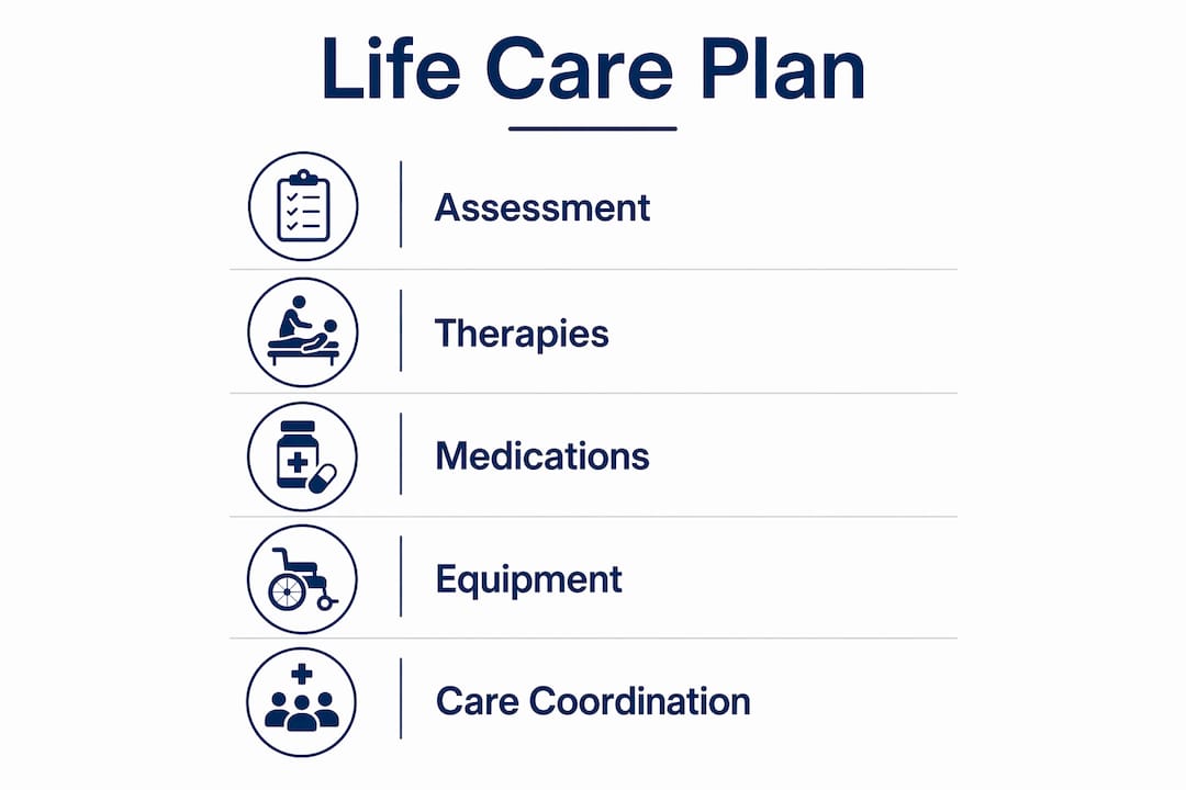 Infographic showing life care plan components