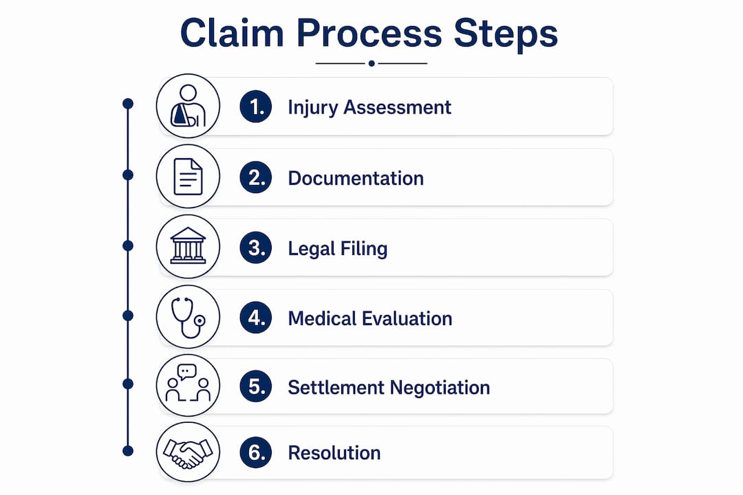 Infographic illustrating steps of serious injury claim process