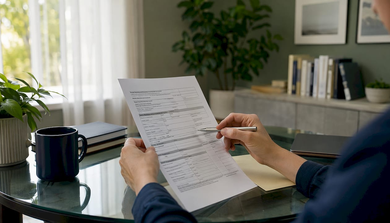 Hands reviewing medical and damage insurance form