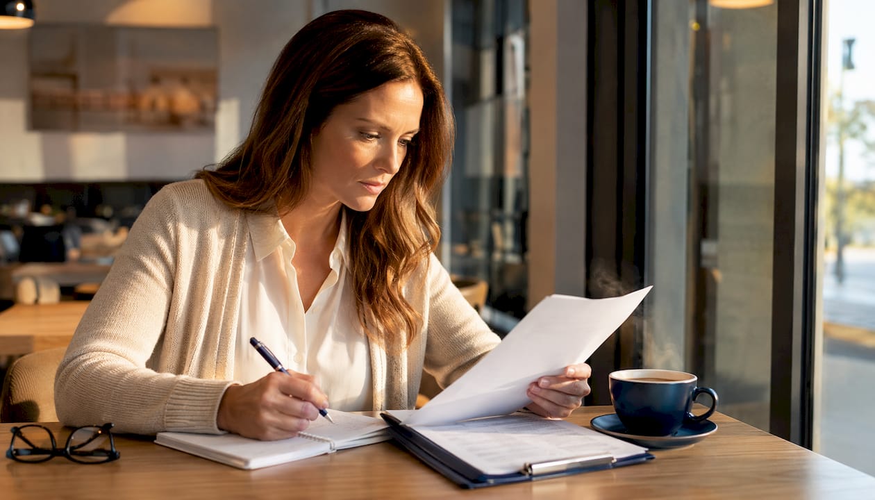 Claims adjuster working at desk
