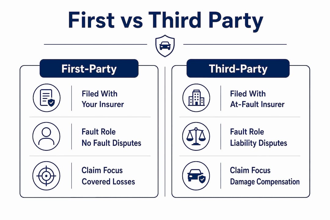 Infographic comparing first-party and third-party claims