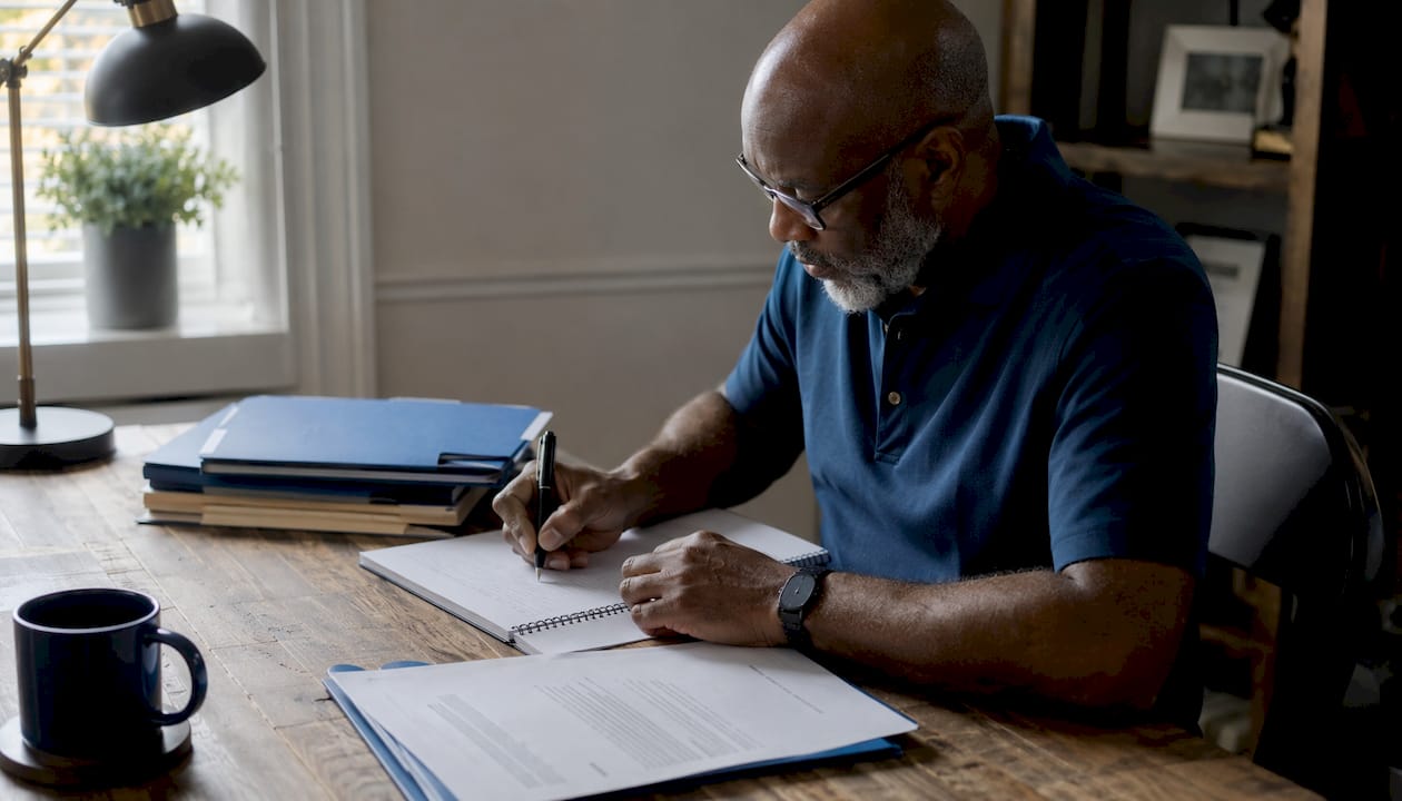 Man documenting insurance claim communications