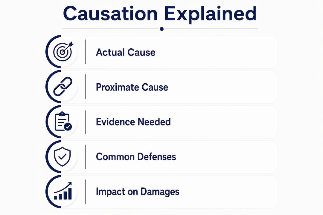 Infographic illustrating key steps of causation in personal injury