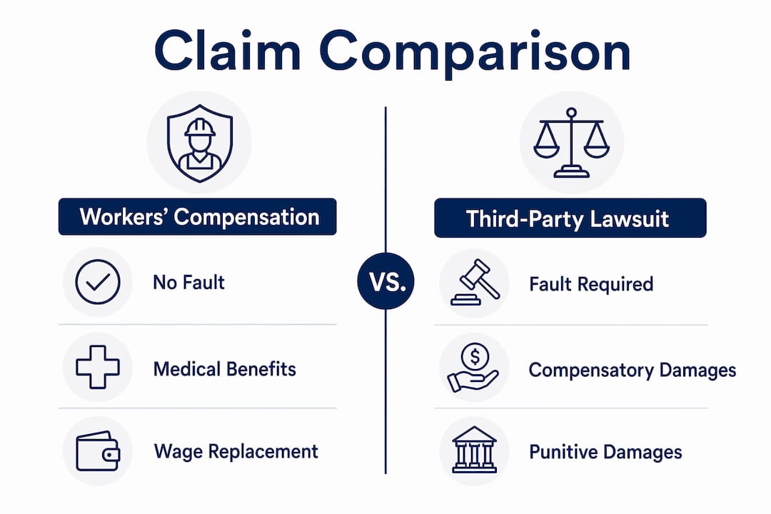 Comparison of workers' compensation and third-party claims