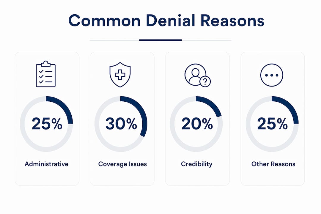 Infographic showing common reasons for claim denial