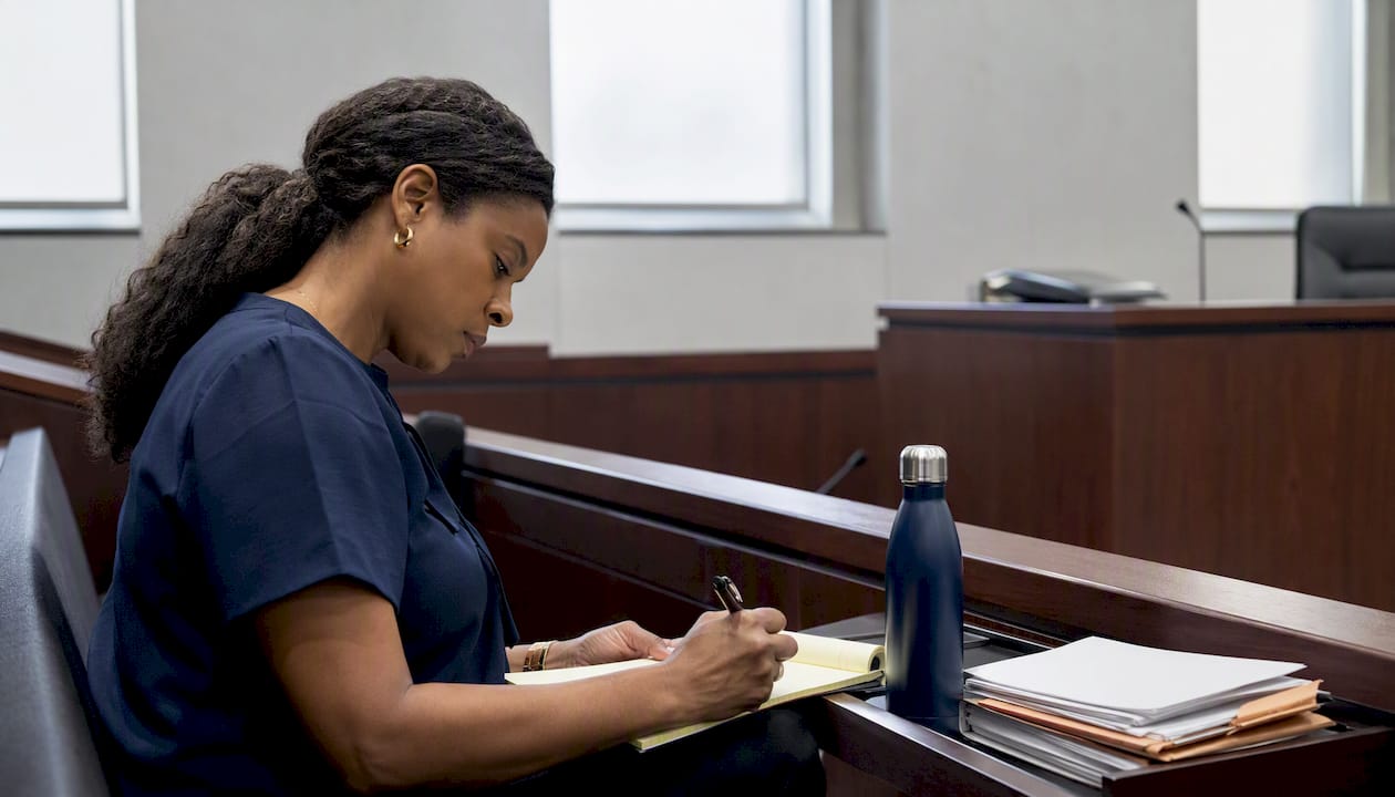 Jury member observing punitive damages trial