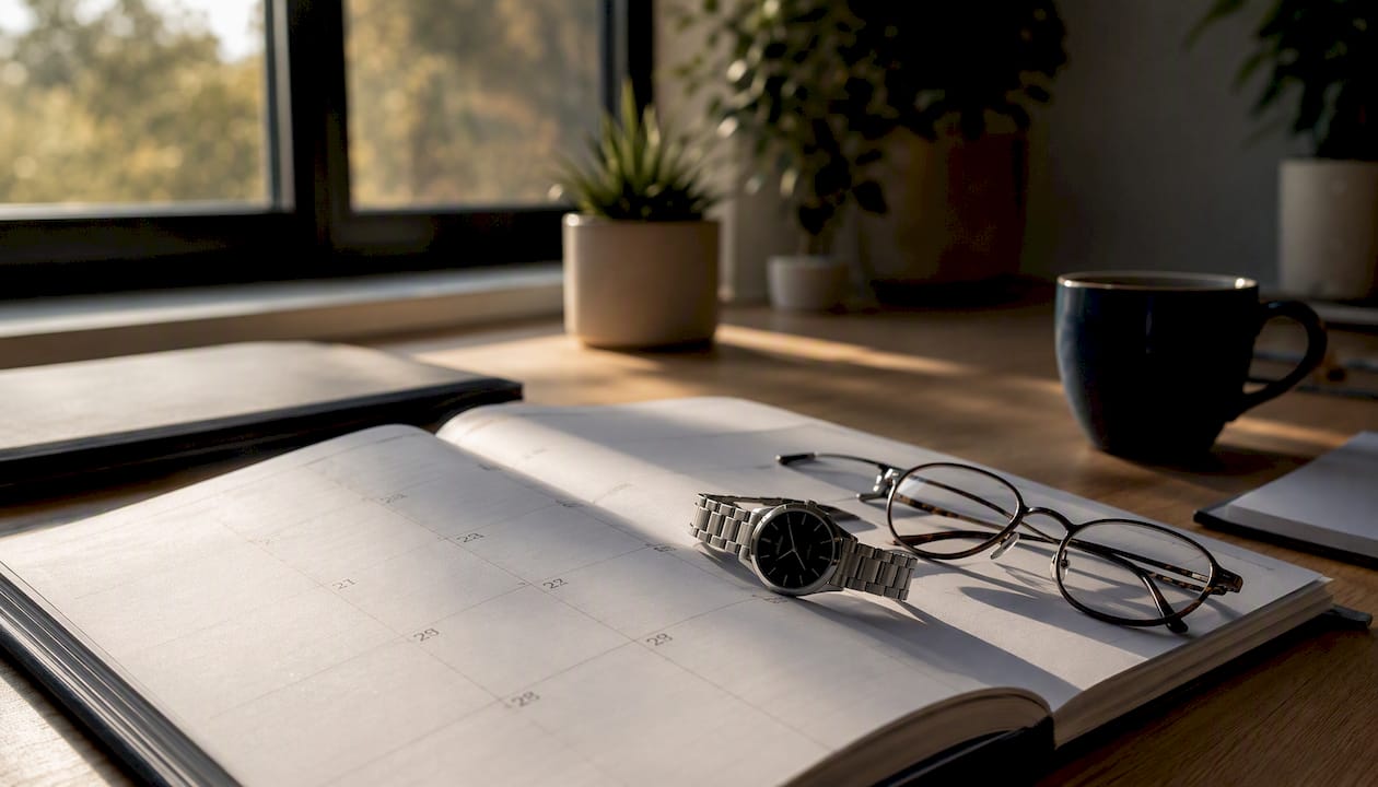 Calendar and watch symbolizing legal claim timeline