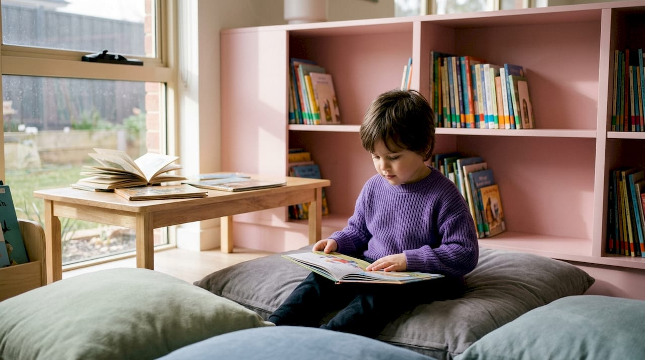 Jaukus skaitymo kampelis klasės bibliotekoje