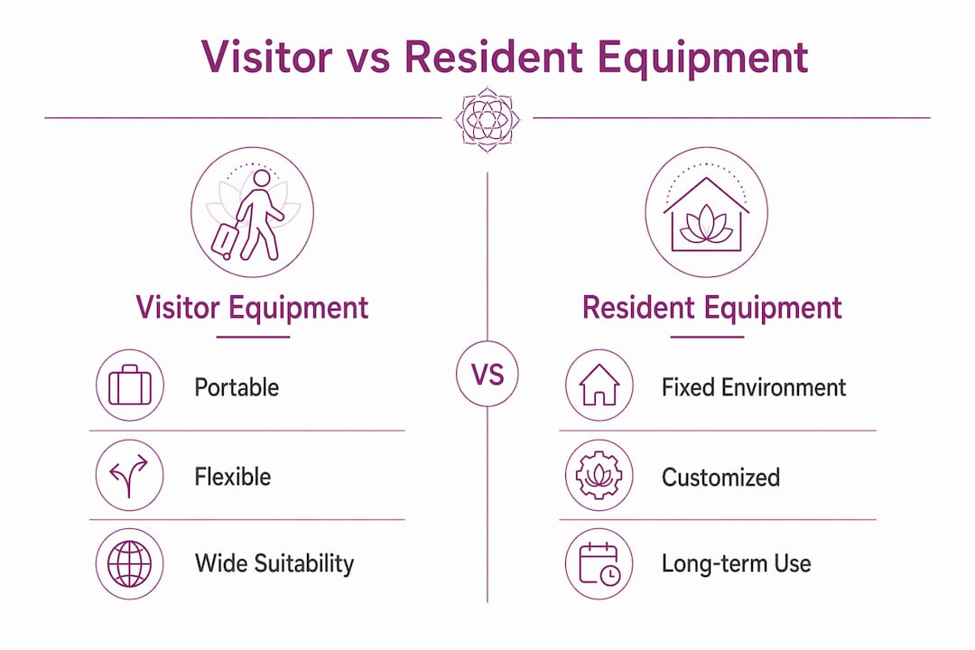Infographic comparing visitor and resident mobility equipment