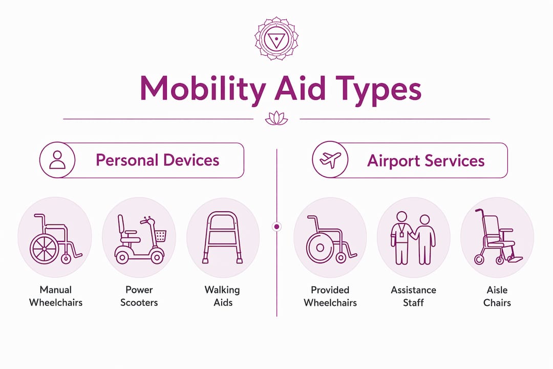Infographic comparing personal and airport mobility aids