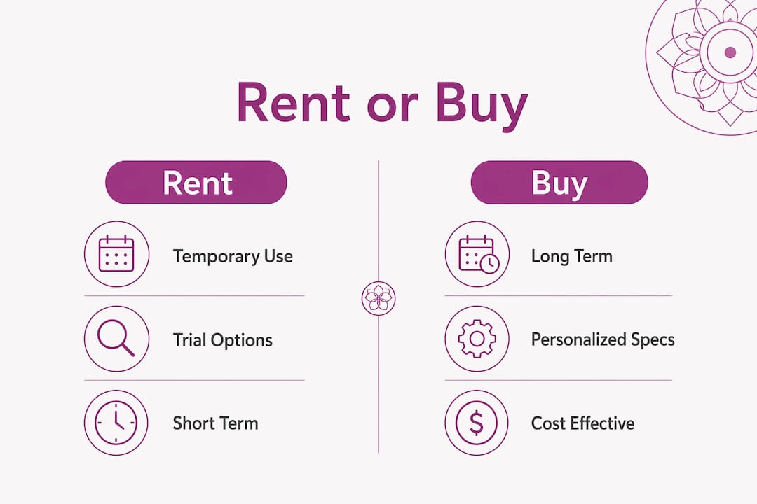 Infographic comparing renting and buying accessible equipment