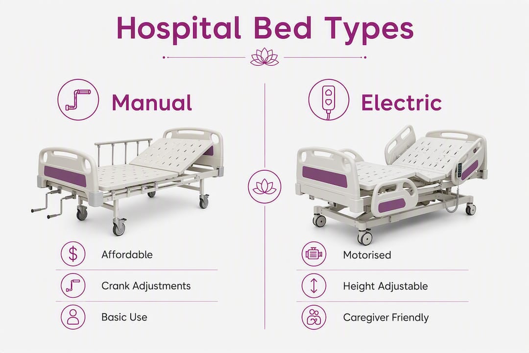 Infographic comparing manual and electric hospital beds