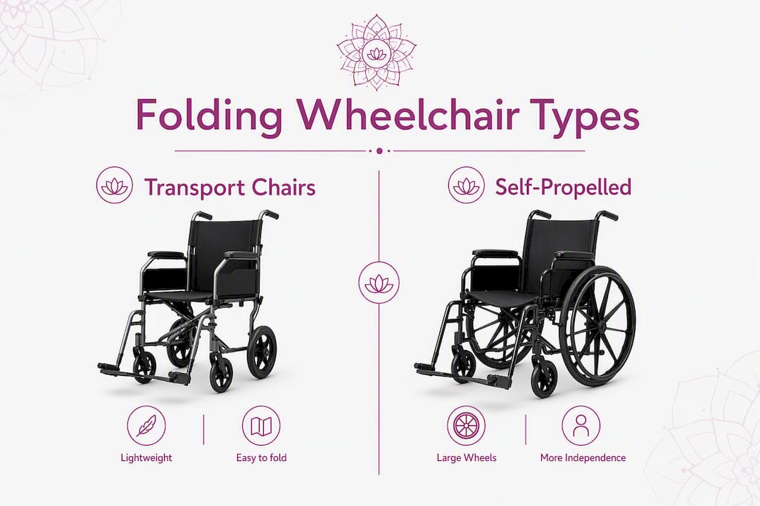 Infographic comparing folding wheelchair types