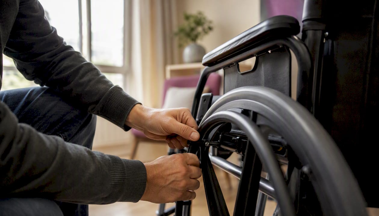 Adjusting ultralight wheelchair frame indoors