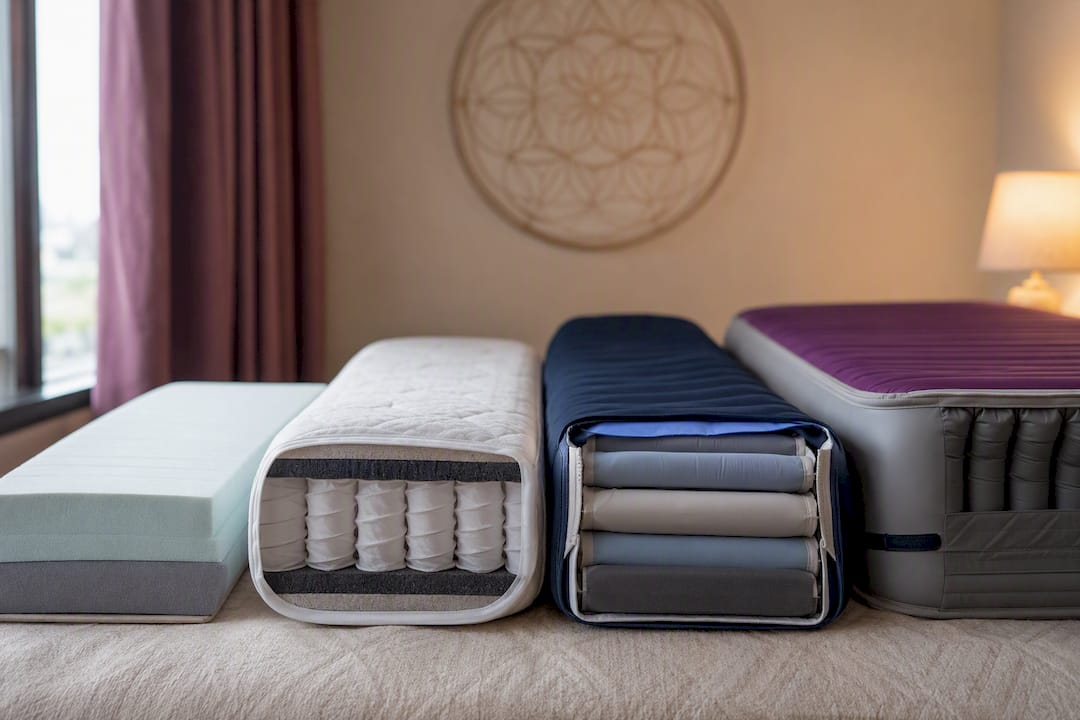 Different types of hospital bed mattresses side view