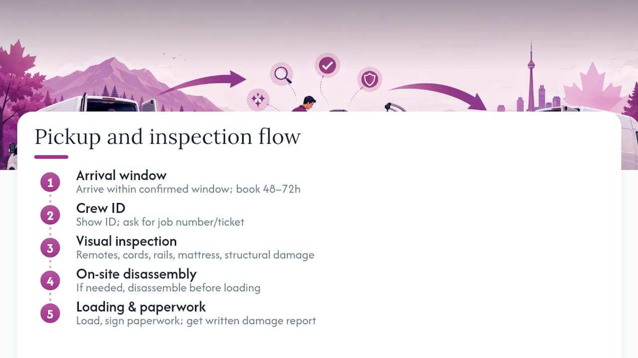 Medical equipment pickup and inspection sequence