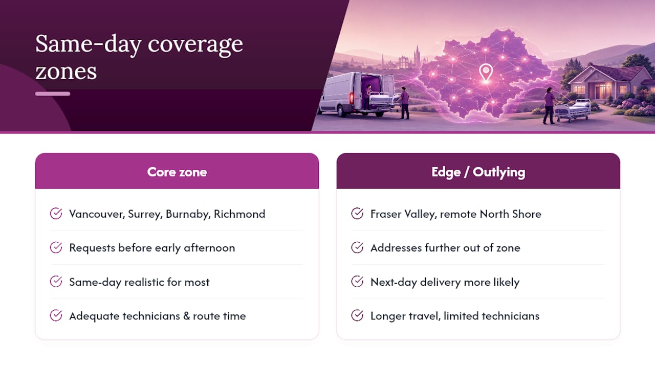 Which areas does same-day delivery actually cover? — overview diagram