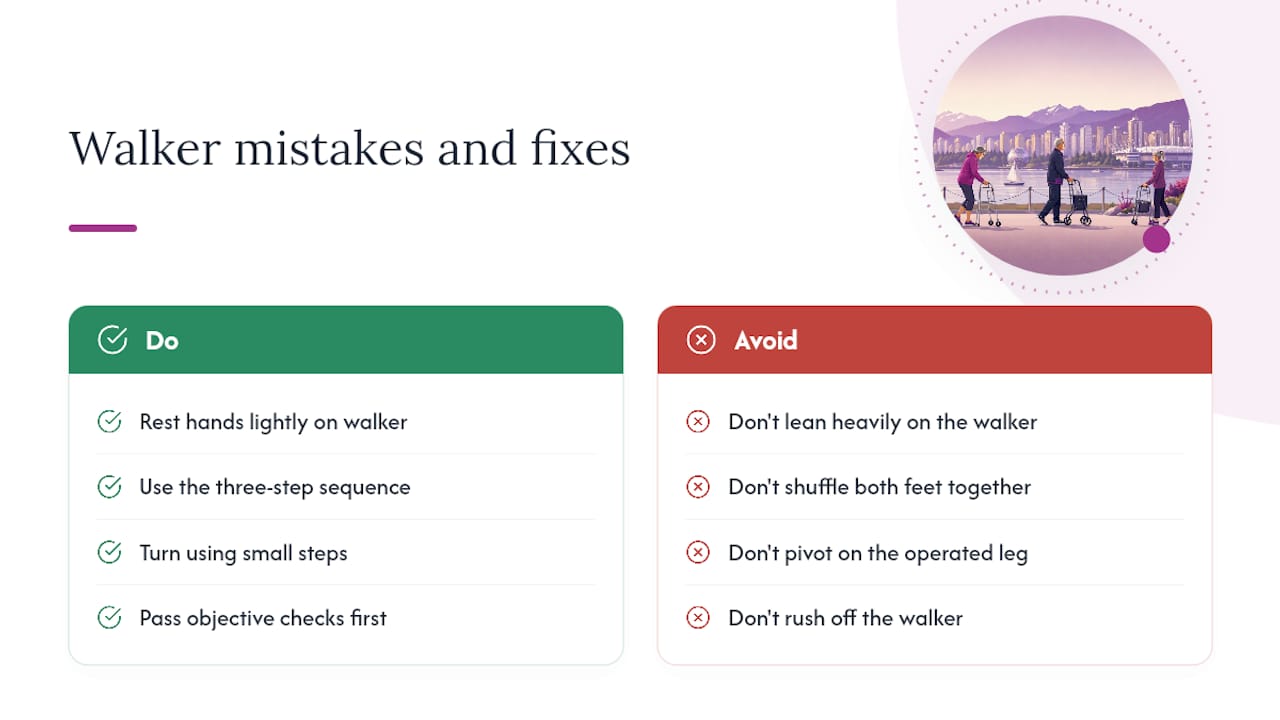 Five walker mistakes and safer corrections