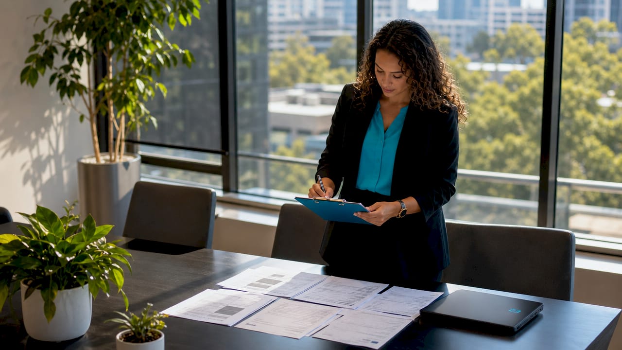 Property manager preparing tenant communication workflow