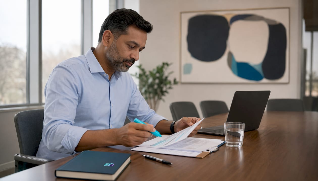 Landlord reviewing tenant income documents