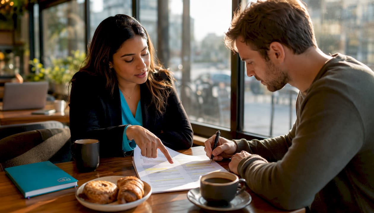 Hands reviewing lease risk clauses