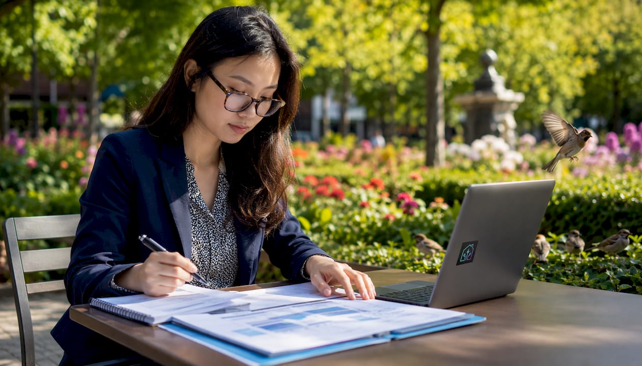 Property manager reviewing tenant screening documents