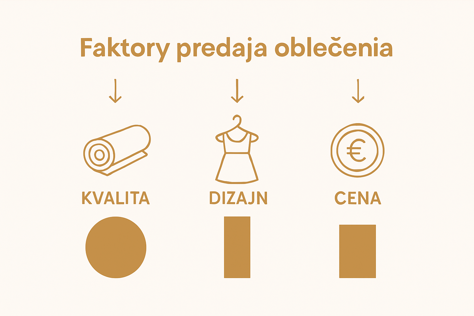 Infographic comparing quality, design, and price in clothing sales