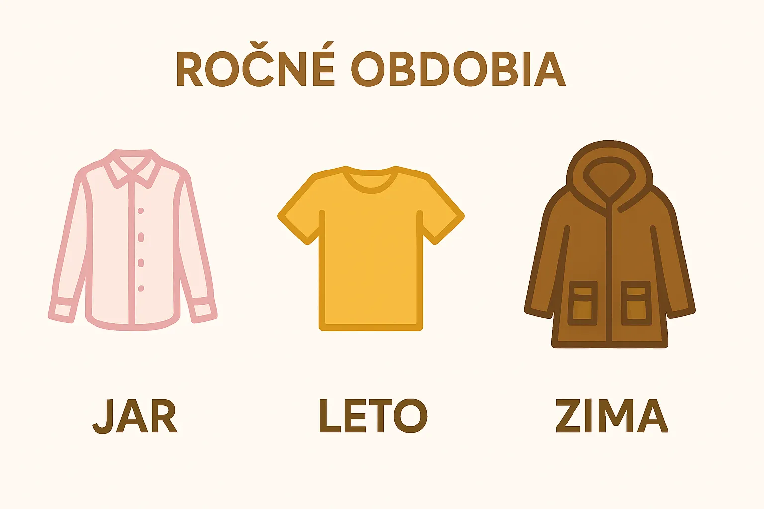 Four icons show typical seasonal clothing by color and fabric.