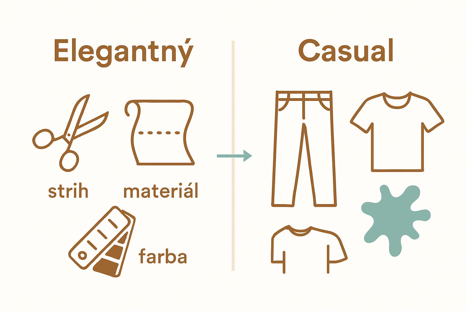 Porovnanie charakteristík elegantnej a bežnej módy ikonami