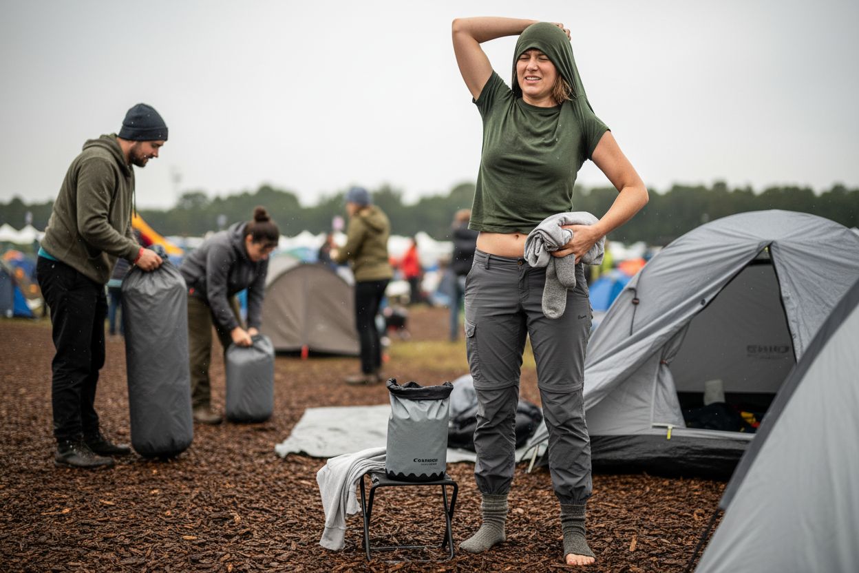 festival outfit change clothes