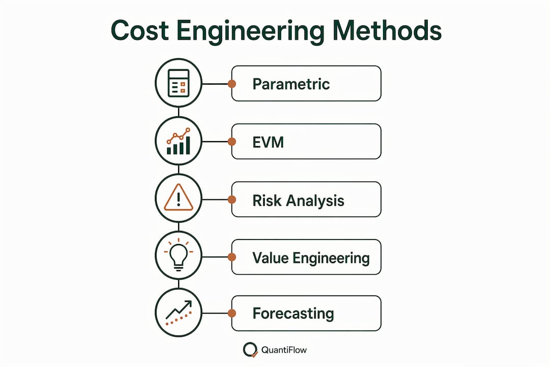 Infographic showing core cost engineering methods