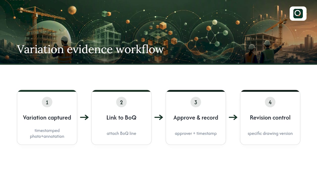 Variation linked to BoQ and drawing revision