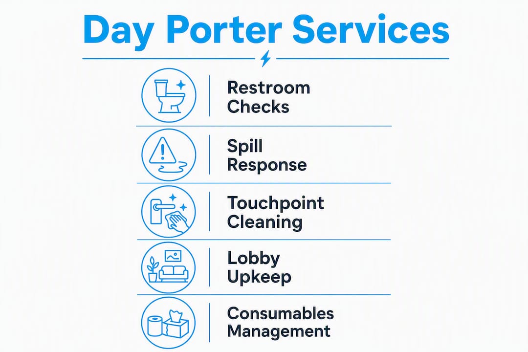 Infographic showing key day porter service tasks