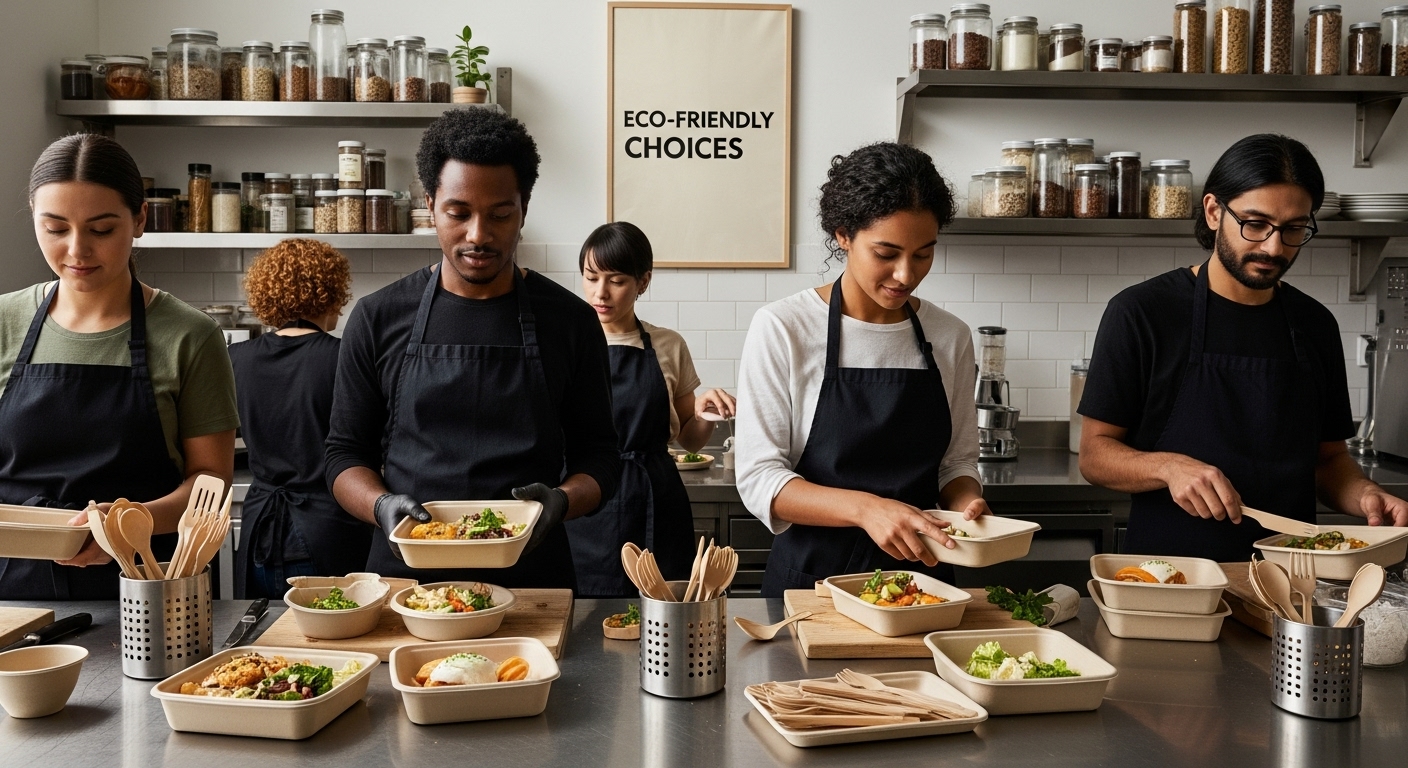 eco-friendly food packaging staff