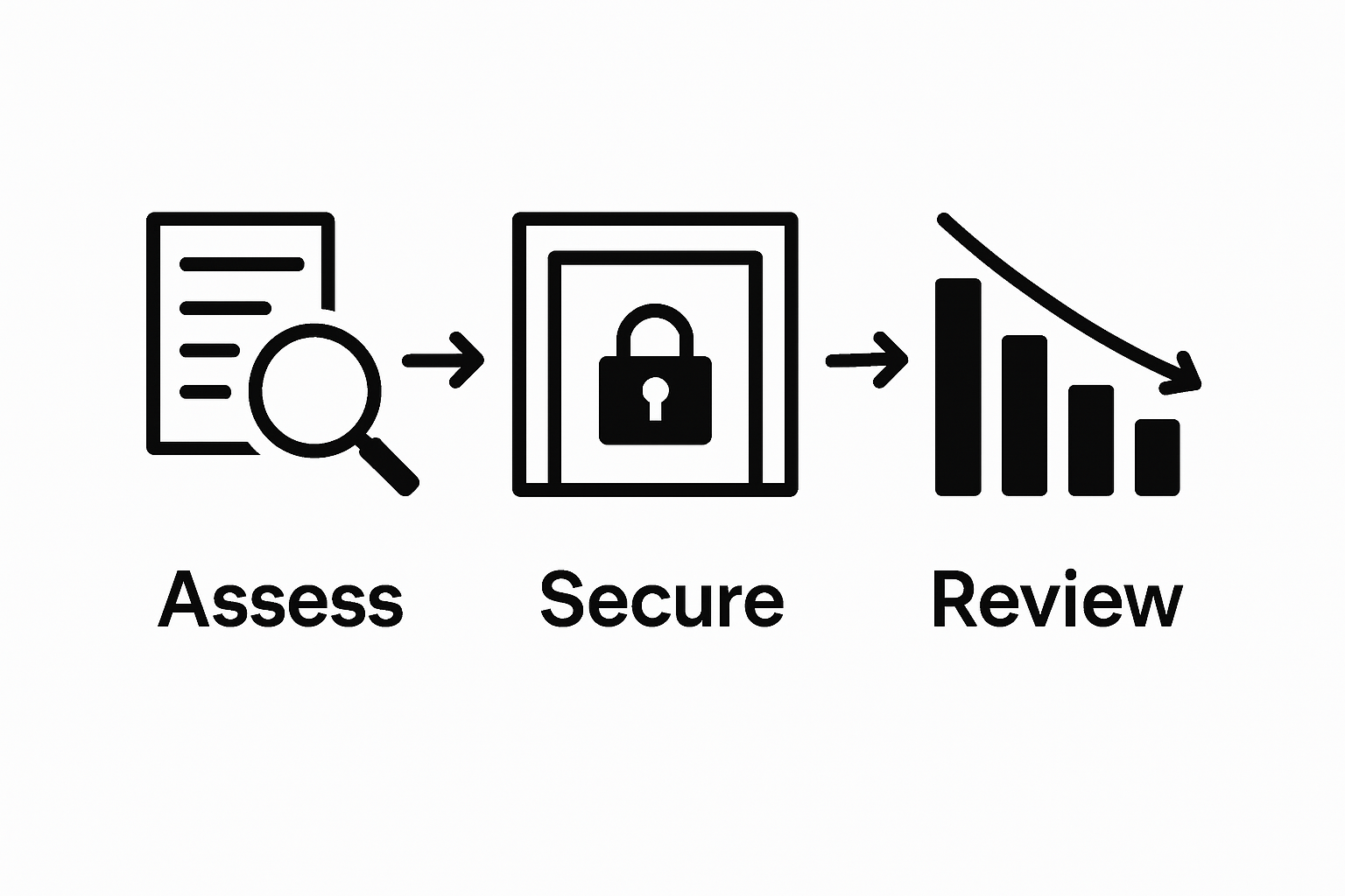 Three-step shrinkage reduction process illustration