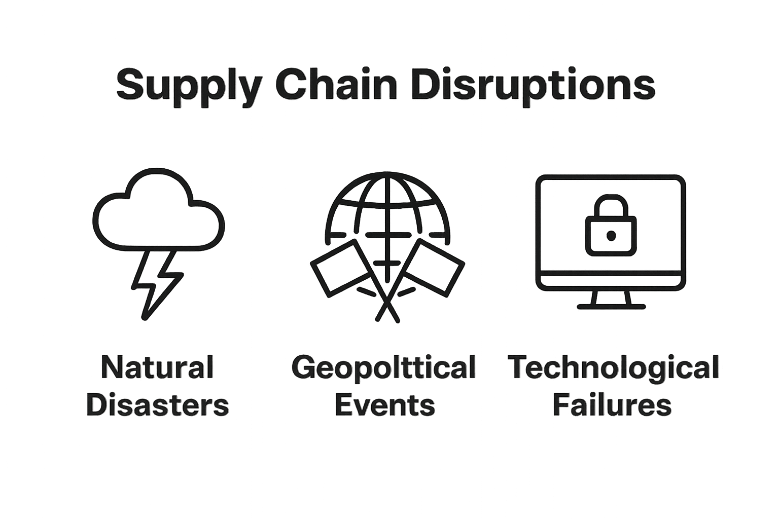 Three icons compare major supply chain disruption types