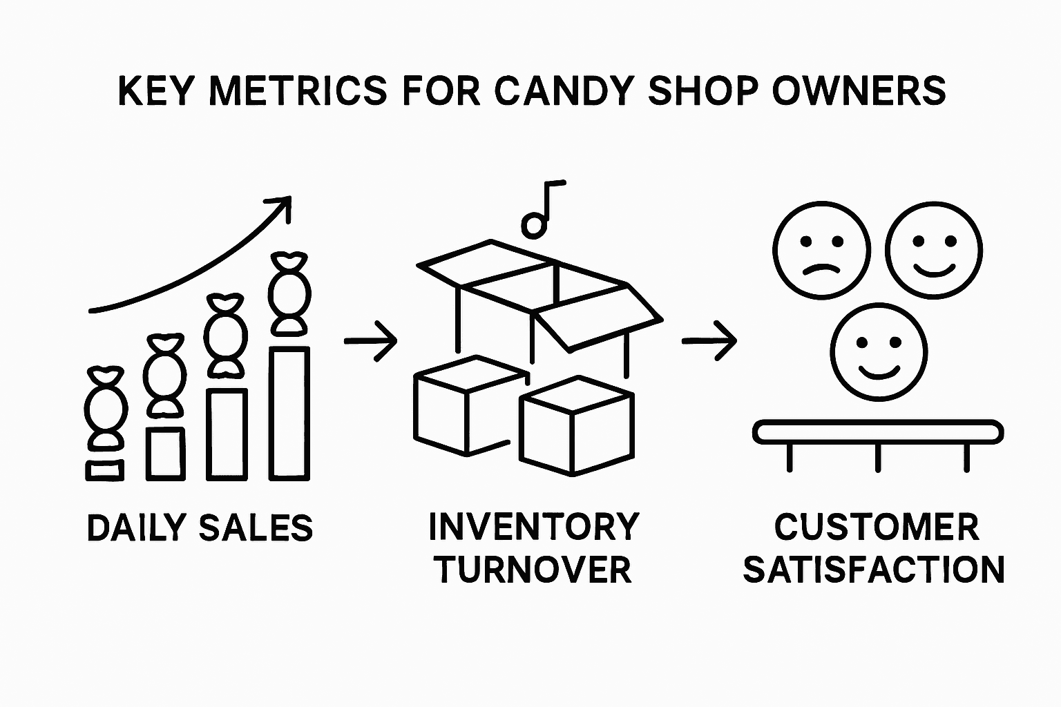 Infographic showing key candy shop business metrics
