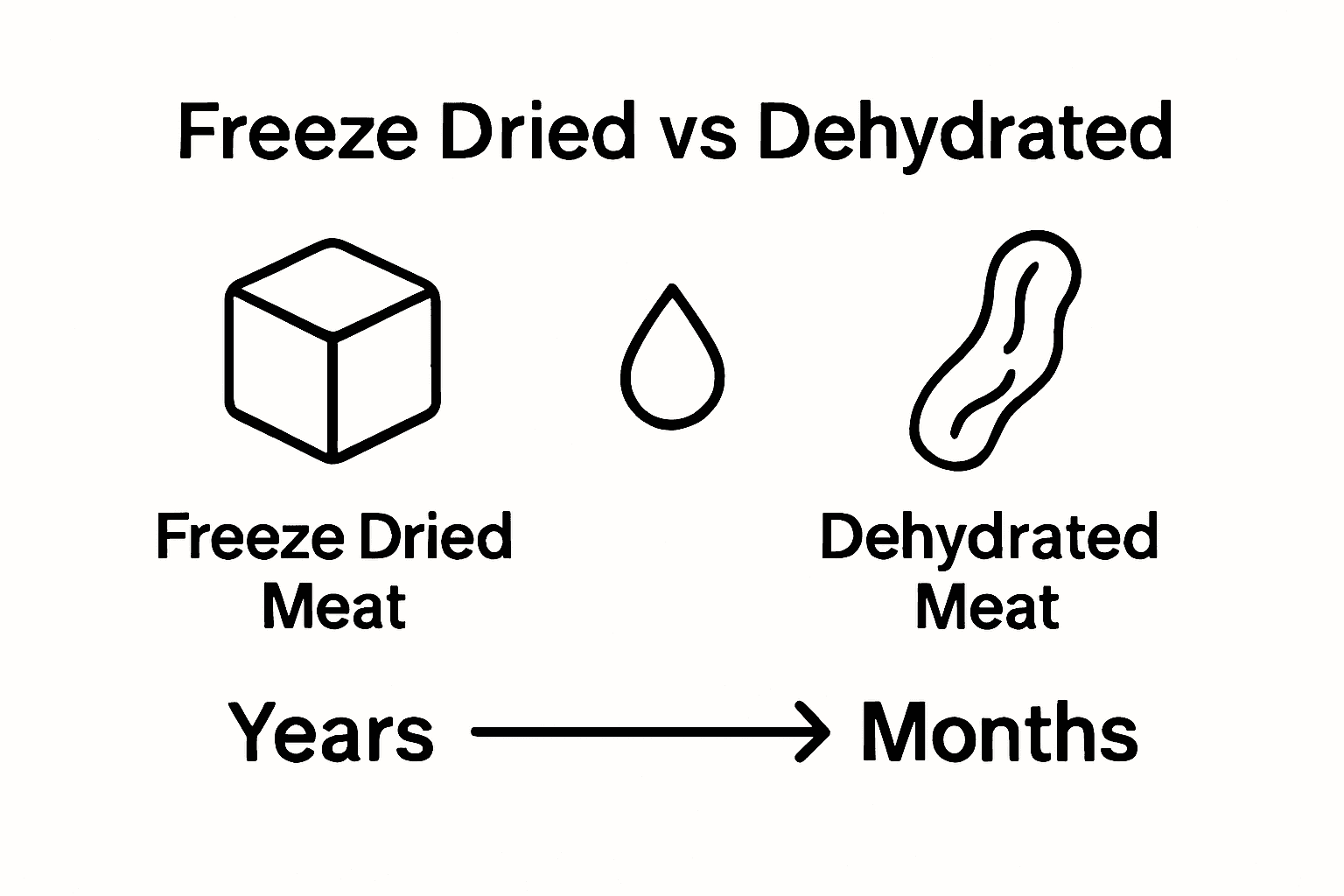 Infographic comparing freeze dried and dehydrated meat