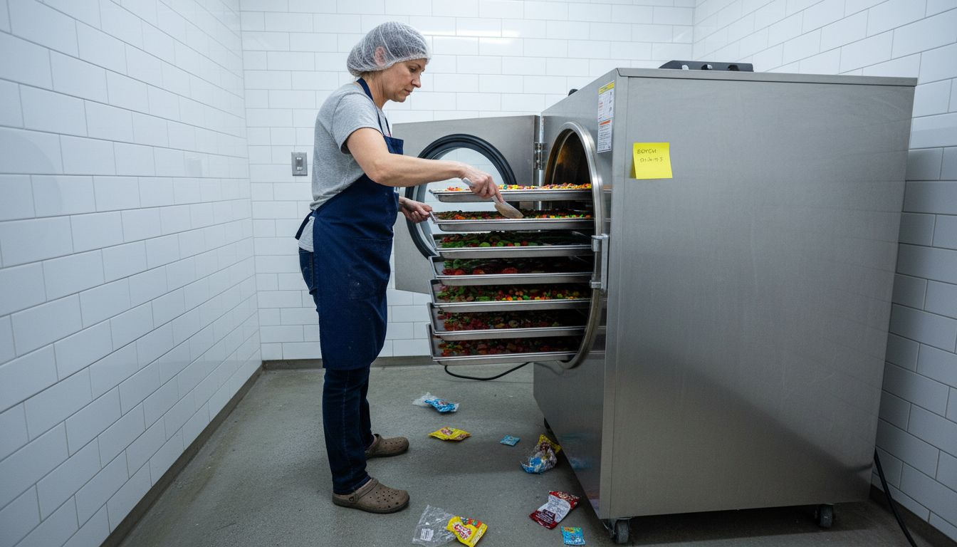 Loading candies into batch freeze dryer