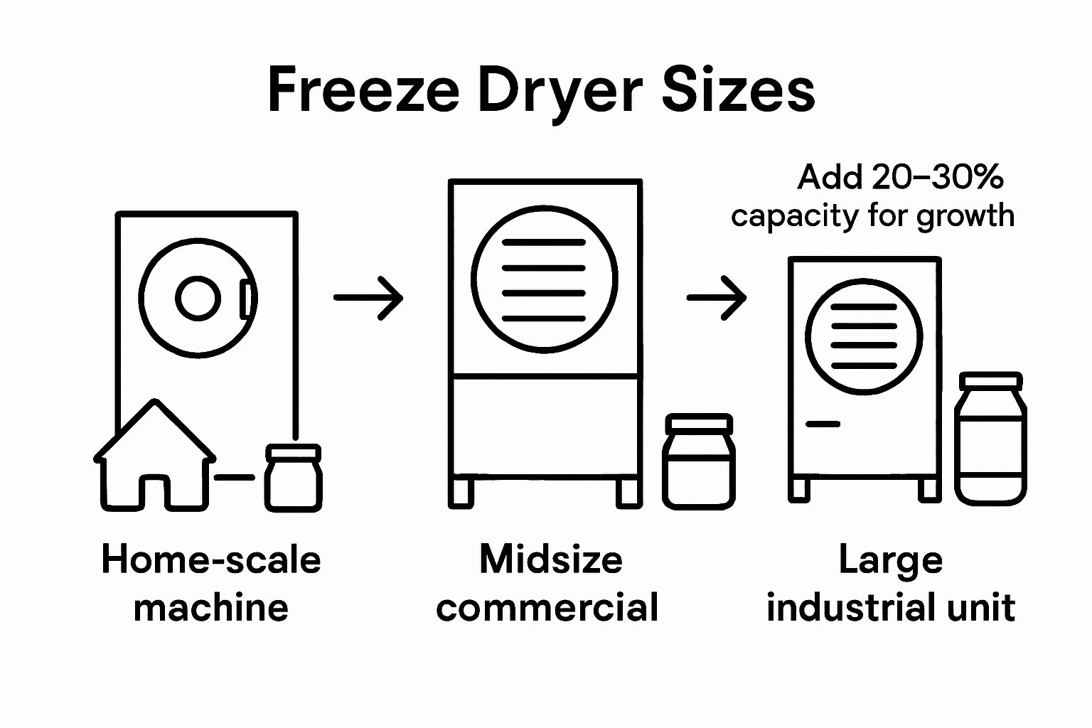 Infographic comparing freeze dryer size options