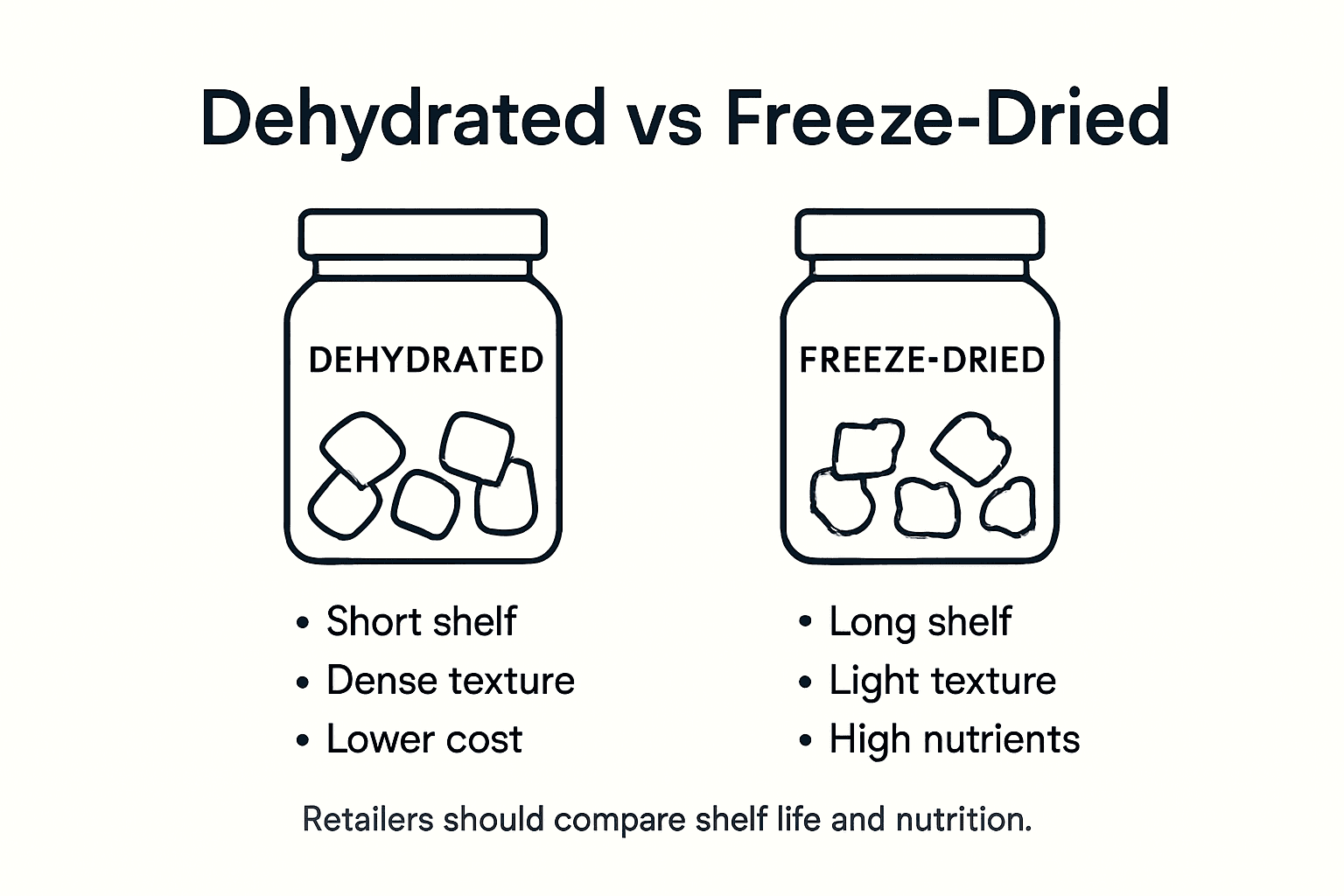 Infographic comparing shelf life and nutrition