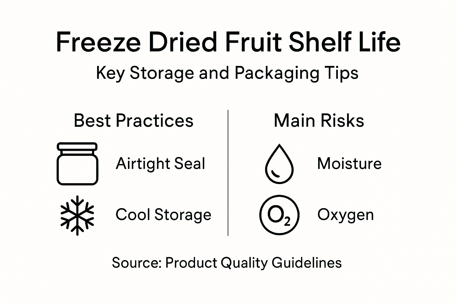 Infographic on freeze dried fruit shelf life tips