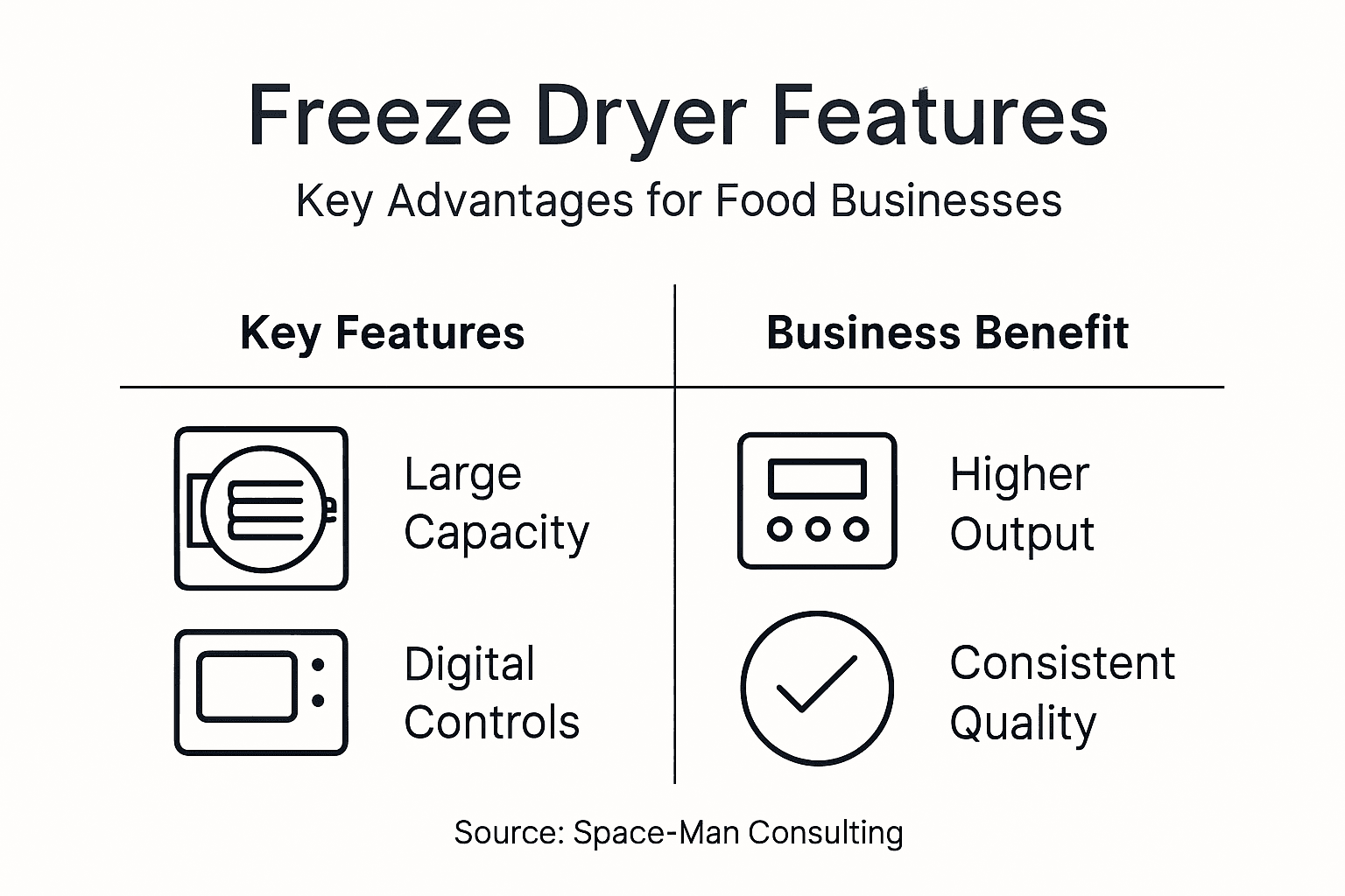 Infographic on freeze dryer features and benefits