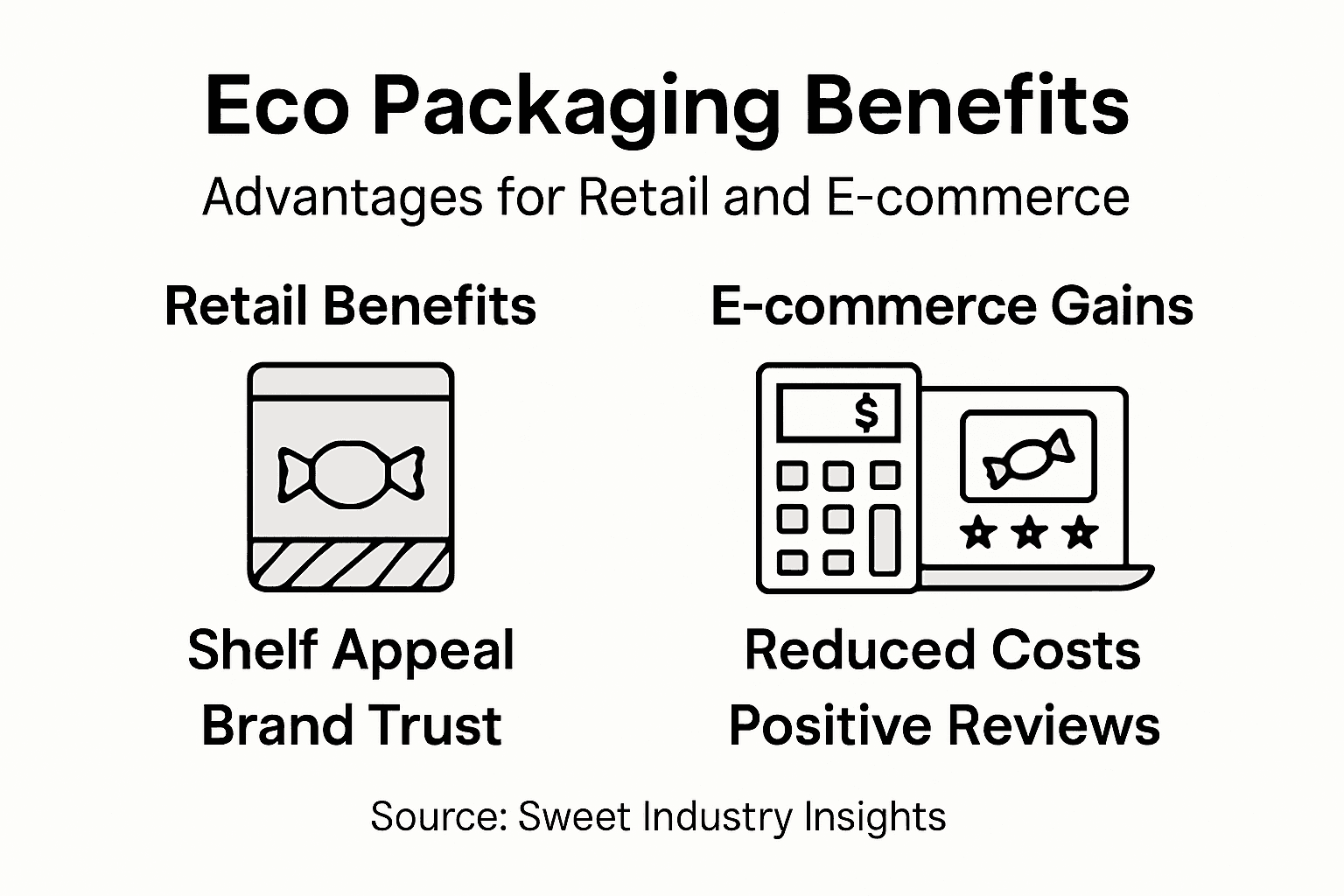 Infographic showing candy packaging retail benefits