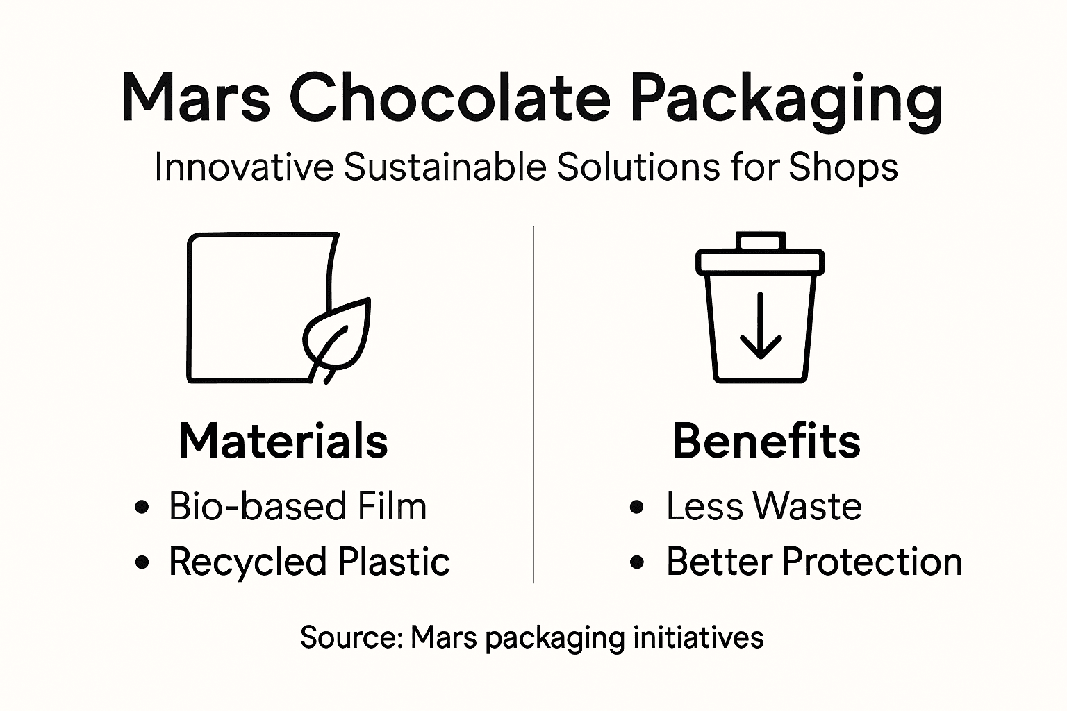 Infographic on Mars sustainable packaging materials