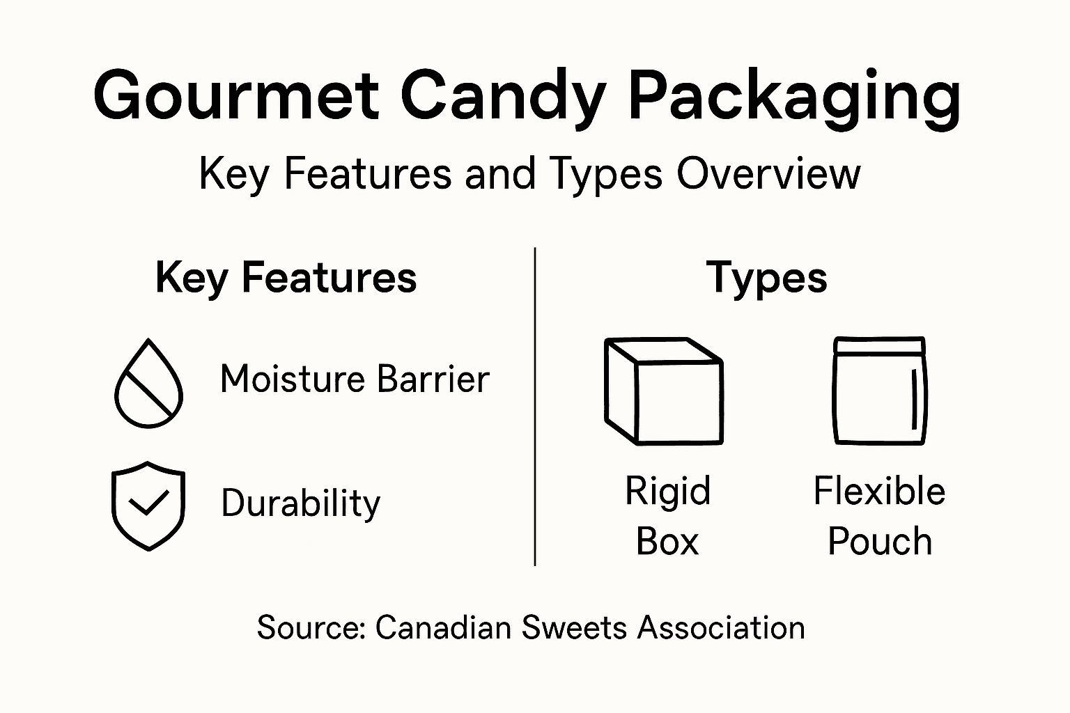 Infographic showing packaging features and types